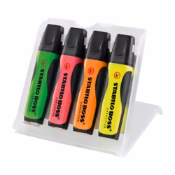 STABILO Evidenziatore premium BOSS Executive, 4 pz, Verde, Arancione, Rosa, Giallo, 3 anno/i, Punta smussata, Multicolore, 2 ...