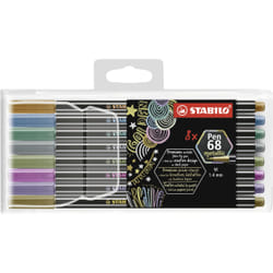 STABILO Pen 68 metallic marcatore Medio Rame, Oro, Blu metallizzato, Verde metallizato, Rosa metallizzato, Viola metallico, Argento 8 pz