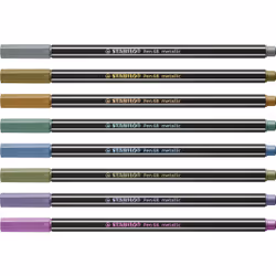 STABILO Pen 68 metallic marcatore Medio Rame, Oro, Blu metallizzato, Verde metallizato, Rosa metallizzato, Viola metallico, Argento 8 pz - Vista aggiuntiva 2