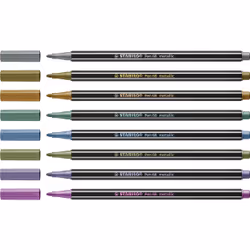 STABILO Pen 68 metallic marcatore Medio Rame, Oro, Blu metallizzato, Verde metallizato, Rosa metallizzato, Viola metallico, Argento 8 pz - Vista aggiuntiva 3