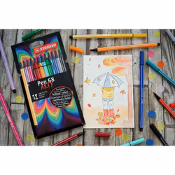 STABILO Pennarello Premium - Pen 68 - ARTYLine - Astuccio da 12 con appendino - 12 colori assortiti - Vista aggiuntiva 4