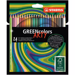 STABILO Matita colorata Ecosostenibile - GREENcolors - ARTYLine - Astuccio da 24 - Colori assortiti, Multicolore, 24 pz