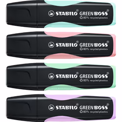 STABILO GREEN BOSS Pastel, 15 pz, Lillà, Menta, Rosa, Turchese, Punta smussata, Lillà, Colore menta, Rosa, Turchese, Plastica ...