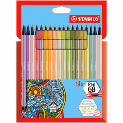 STABILO Pen 68, 18 colori, Multicolore, Tipo di punta, 1 mm, Esagonale, 24 h