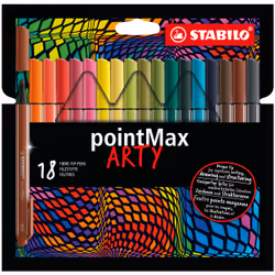 STABILO pointMax ARTY, Multicolore, Medio, Multicolore, Rotondo, Inchiostro a base di acqua, Feltro di nylon