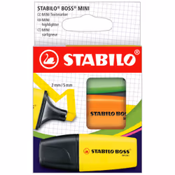 STABILO BOSS Mini, 3 pz, Verde, Arancione, Giallo, 3 anno/i, Punta smussata, Multicolore, 2 mm