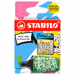 STABILO Highlighter BOSS MINI by Snooze One, 3 pz, Blu, Verde, Giallo, 3 anno/i, Punta smussata, Multicolore, 2 mm