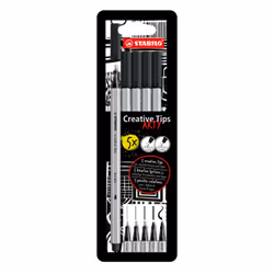 STABILO Creative Tips, 1 colori, Nero, 0,2 mm, 1 mm, Grigio, Nero, Inchiostro a base di acqua
