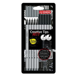 STABILO Creative Tips marcatore Nero, Grigio chiaro 10 pz