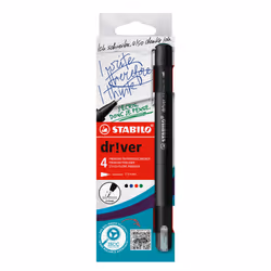 STABILO dr!ver, Nero, Blu, Verde, Rosso, Fine, Nero, Inchiostro a base di acqua, 0,4 mm, Metallo