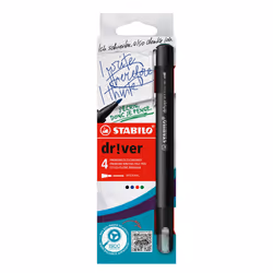 STABILO dr!ver, Nero, Blu, Verde, Rosso, Medio, Nero, Inchiostro a base di acqua, 0,8 mm, Metallo