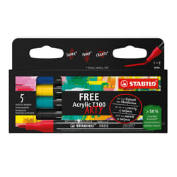 STABILO FREE Acrylic evidenziatore 5 pz Nero, Blu, Carmine, Turchese, Giallo