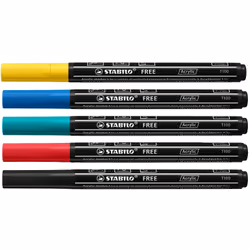 STABILO FREE Acrylic evidenziatore 5 pz Nero, Blu, Carmine, Turchese, Giallo - Vista aggiuntiva 2