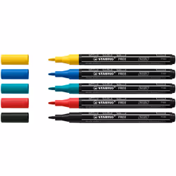 STABILO FREE Acrylic evidenziatore 5 pz Nero, Blu, Carmine, Turchese, Giallo - Vista aggiuntiva 3