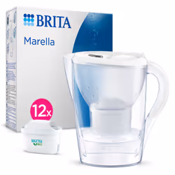 Brita MARELLA WHITE incl. 12 mxpro SIOC, Caraffa filtrante, 1,4 L, Trasparente, Bianco