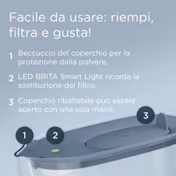 Brita Caraffa filtrante acqua Style Essential Stone Blue (2.4L) incl. 3x filtro MAXTRA PRO PURE PERFORMANCE che riduce cloro, calcare, PFAS e metalli - Adatta alla porta del frigorifero, con indicatore LED - Vista aggiuntiva 3