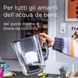 Brita Caraffa filtrante acqua Style Essential Stone Blue (2.4L) incl. 3x filtro MAXTRA PRO PURE PERFORMANCE che riduce cloro, calcare, PFAS e metalli - Adatta alla porta del frigorifero, con indicatore LED - Vista aggiuntiva 4