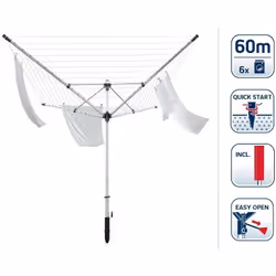 Leifheit LinoLift 600, Metallo, Grigio, Pavimento