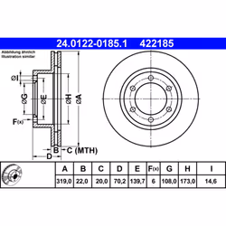 Disco freno ATE 24.0122-0185.1 anteriore, ventilato, 1 Pezzo