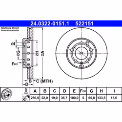 Disco freno ATE Power Disc 24.0322-0151.1, 1 Pezzo - Vista aggiuntiva 3