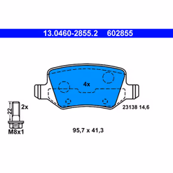 Set di pastiglie freno ATE 13.0460-2855.2, posteriore