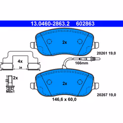 Set di pastiglie freno ATE 13.0460-2863.2, anteriore
