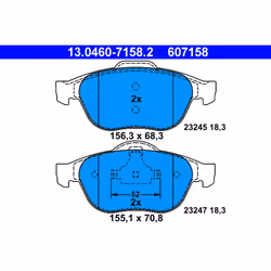 Set di pastiglie freno ATE 13.0460-7158.2, anteriore