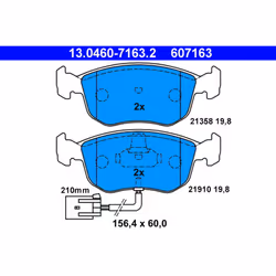 Set di pastiglie freno ATE 13.0460-7163.2, anteriore