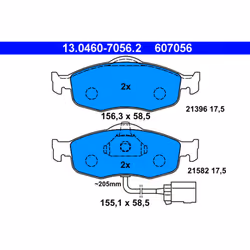 Altezza [mm]: 58,5. Asse di sviluppo: Davanti. Contatto di usura: Sì. Indice: 13.0460-7056.2. Larghezza [mm]: 156,3, 155,1. M ...
