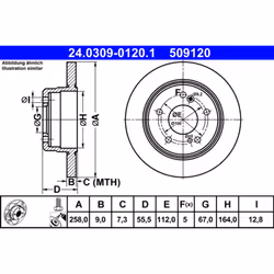 Disco freno ATE Power Disc 24.0309-0120.1, 1 Pezzo
