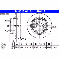 Disco freno ATE Power Disc 24.0310-0117.1, 1 Pezzo