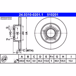 Disco freno ATE Power Disc 24.0310-0201.1, 1 Pezzo