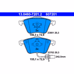Set di pastiglie freno ATE 13.0460-7201.2, anteriore