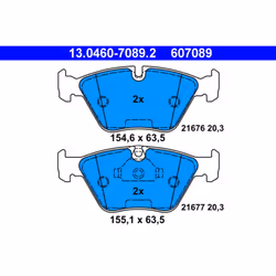 Altezza [mm]: 63,5. Asse di sviluppo: Davanti. Contatto di usura: No. Indice: 13.0460-7089.2. Larghezza [mm]: 155,1, 154,6. M ...