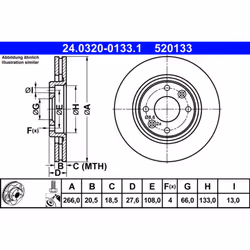 Disco freno ATE Power Disc 24.0320-0133.1, 1 Pezzo