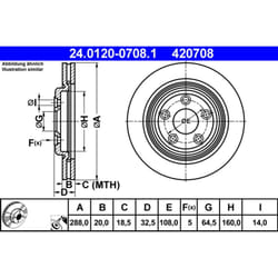 Disco freno ATE 24.0120-0708.1 posteriore, ventilato, 1 Pezzo