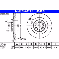 Disco freno ATE 24.0124-0724.1 anteriore, ventilato, 1 Pezzo - Vista aggiuntiva 3