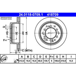 Disco freno ATE 24.0118-0709.1 posteriore, ventilato, 1 Pezzo