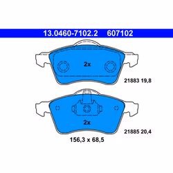 Set di pastiglie freno ATE 13.0460-7102.2, anteriore