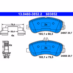 Set di pastiglie freno ATE 13.0460-3852.2, anteriore