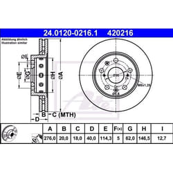 ATE Disco freno SUZUKI: SWIFT 3 20,0mm 5 114,3mm ventilato rivestito 24.0120-0216.1 5531157K00,5531157K01,5531257K00,5531257K01 Dischi freno