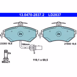 Set di pastiglie freno ATE 13.0470-2837.2, anteriore, Ceramica - Vista aggiuntiva 4