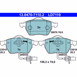 Set di pastiglie freno ATE 13.0470-7110.2, anteriore, Ceramica