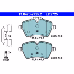 Set di pastiglie freno ATE 13.0470-2725.2, anteriore, Ceramica