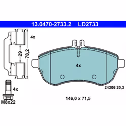 Set di pastiglie freno ATE 13.0470-2733.2, anteriore, Ceramica