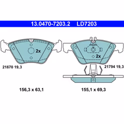 Set di pastiglie freno ATE 13.0470-7203.2, anteriore, Ceramica