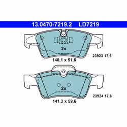 Altezza [mm]: 51,6, 59,6. Asse di sviluppo: Posteriore. Contatto di usura: No. Indice: 13.0470-7219.2. Larghezza [mm]: 141,3. ...