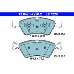 Set di pastiglie freno ATE 13.0470-7220.2, anteriore, Ceramica