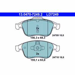 Set di pastiglie freno ATE 13.0470-7249.2, anteriore, Ceramica
