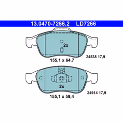 Set di pastiglie freno ATE 13.0470-7266.2, anteriore, Ceramica - Vista aggiuntiva 4